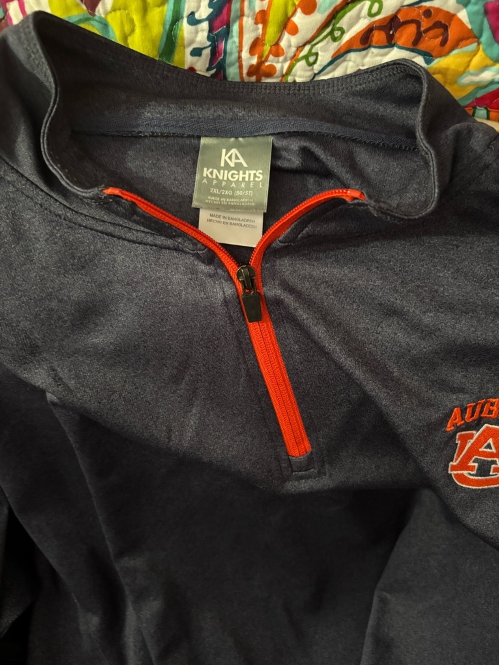 Knights Apparel Navy Half-Zip Pullover with Orange Trim